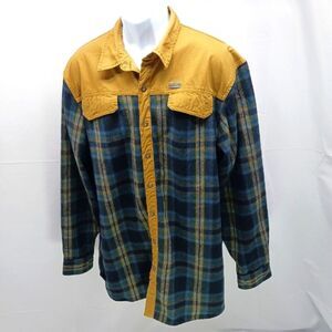 Ascend Plaid Flannel Snap Button Shacket Mens XLT Western Outdoor Wear Blue/ Tan